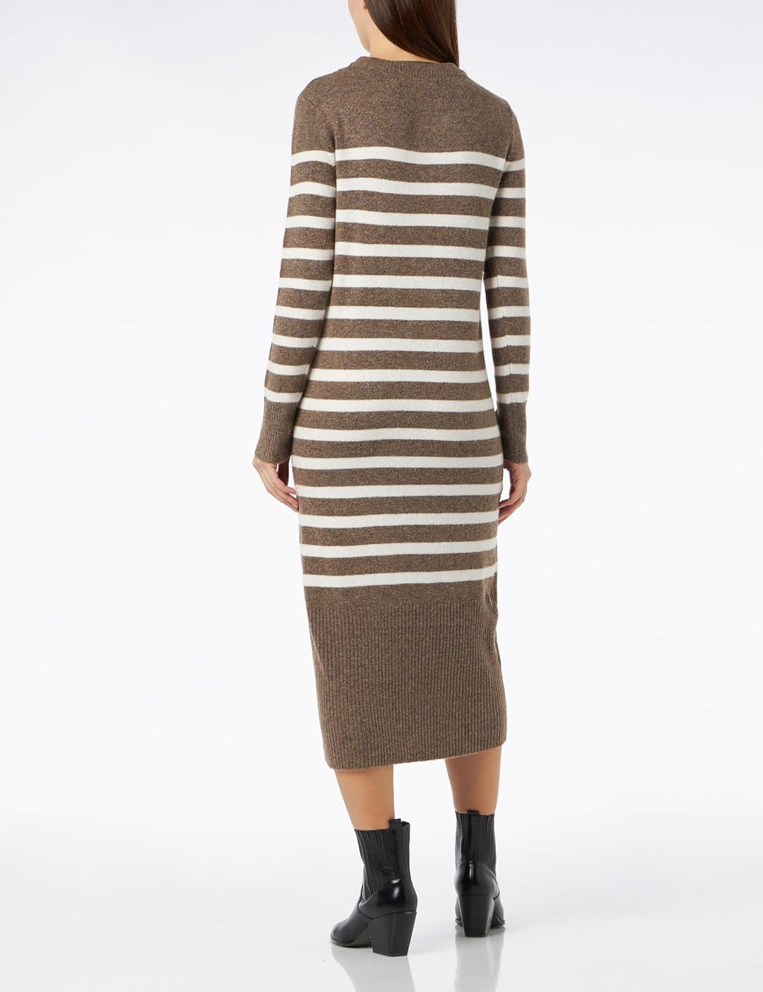 VERO MODA Female Strickkleid VMPLAZA Langes Kleid S Brown Lentil/Stripes:w. Birch, S Brown Lentil/St