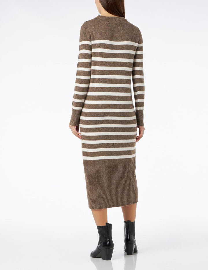 VERO MODA Female Strickkleid VMPLAZA Langes Kleid M Brown Lentil/Stripes:w. Birch, M Brown Lentil/St