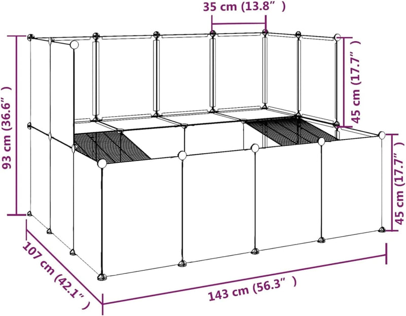 Tidyard Kleintierkäfig Haustierkäfig Transparent 143 x 107 x 93 cm (L x B x H),PP (Polypropylen), St