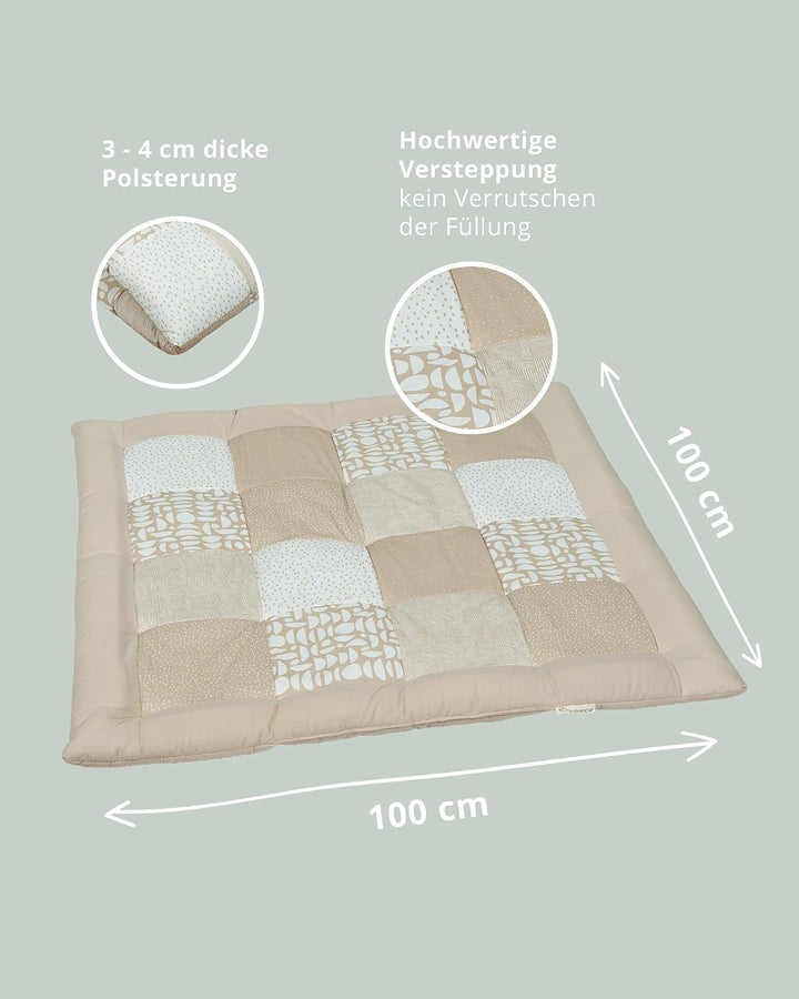 ULLENBOOM Krabbeldecke für Baby 100x100 cm - Dick und weich gepolstert Classic Sand 100 x 100 cm, Cl
