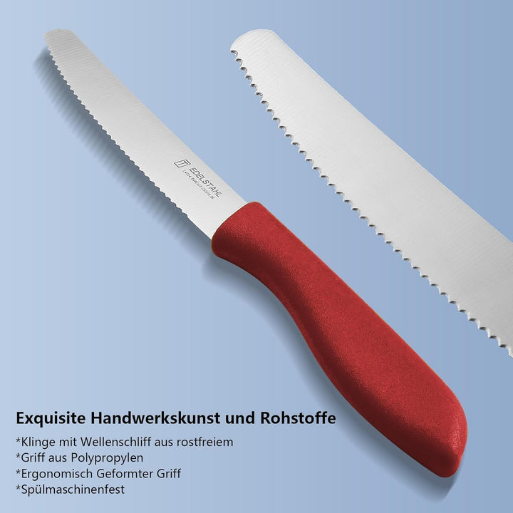 targzier Frühstücksmesser 6er-Set, superscharf,Brotmesser mit Wellenschliff,Frühstücksmesser,Profi-T