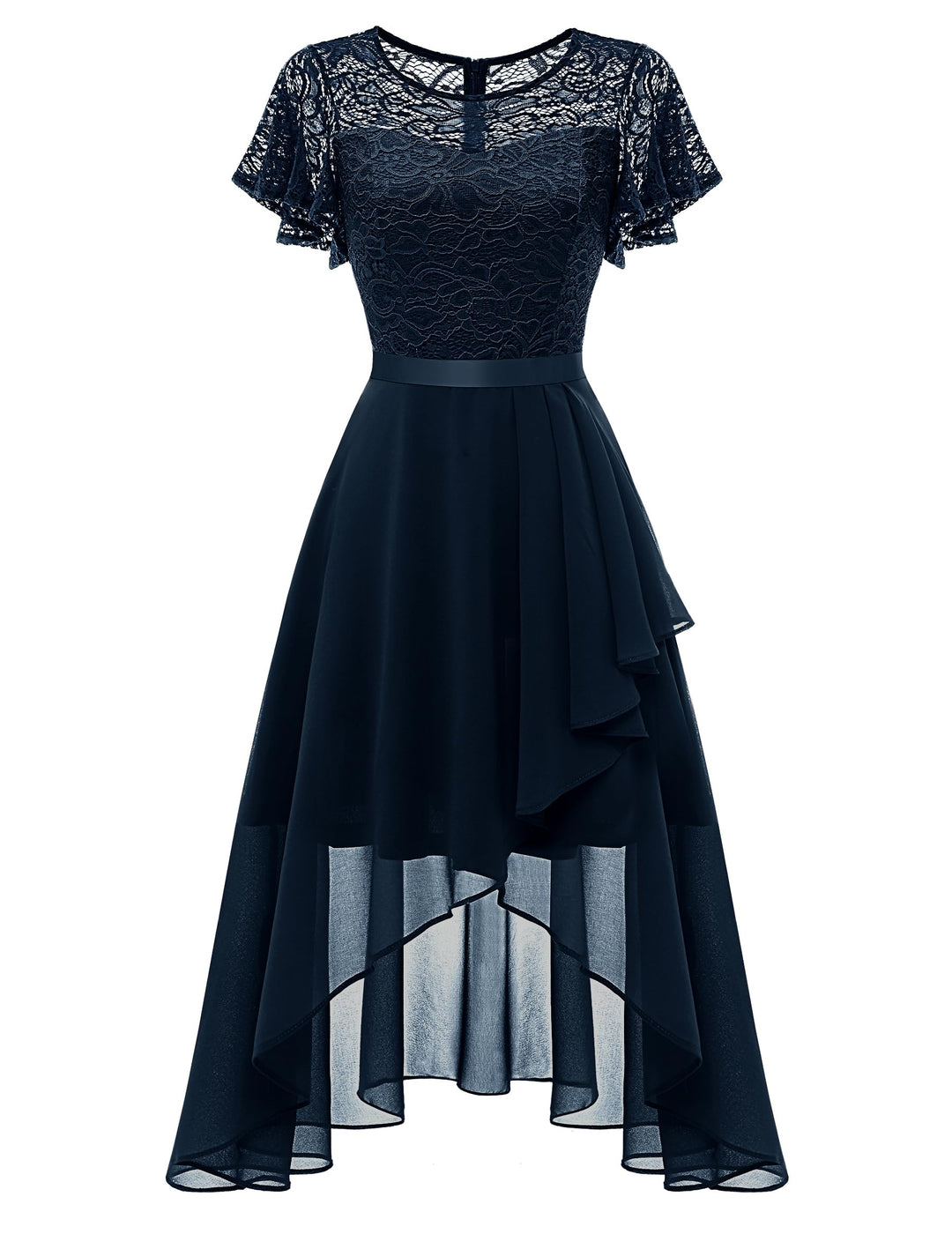 Wedtrend Abendkleid Damen Elegant Cocktailkleid High Low Ballkleider mit Spitzen A Linie für Hochzei