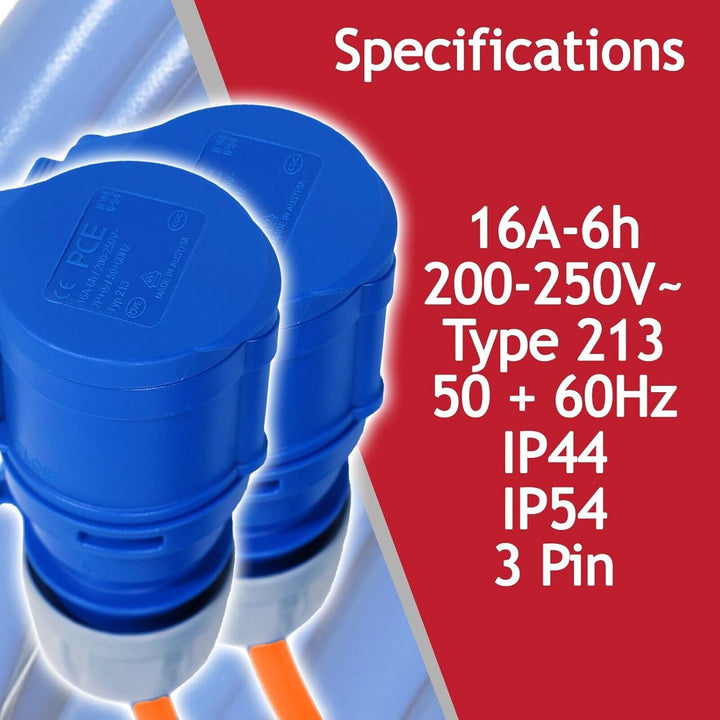 SPARES2GO 16A-Splitterkabel, 240-V-Generator, 2-Wege-Anschluss, Y-Stück, 2 x 16-Ampere-Steckdosen (o