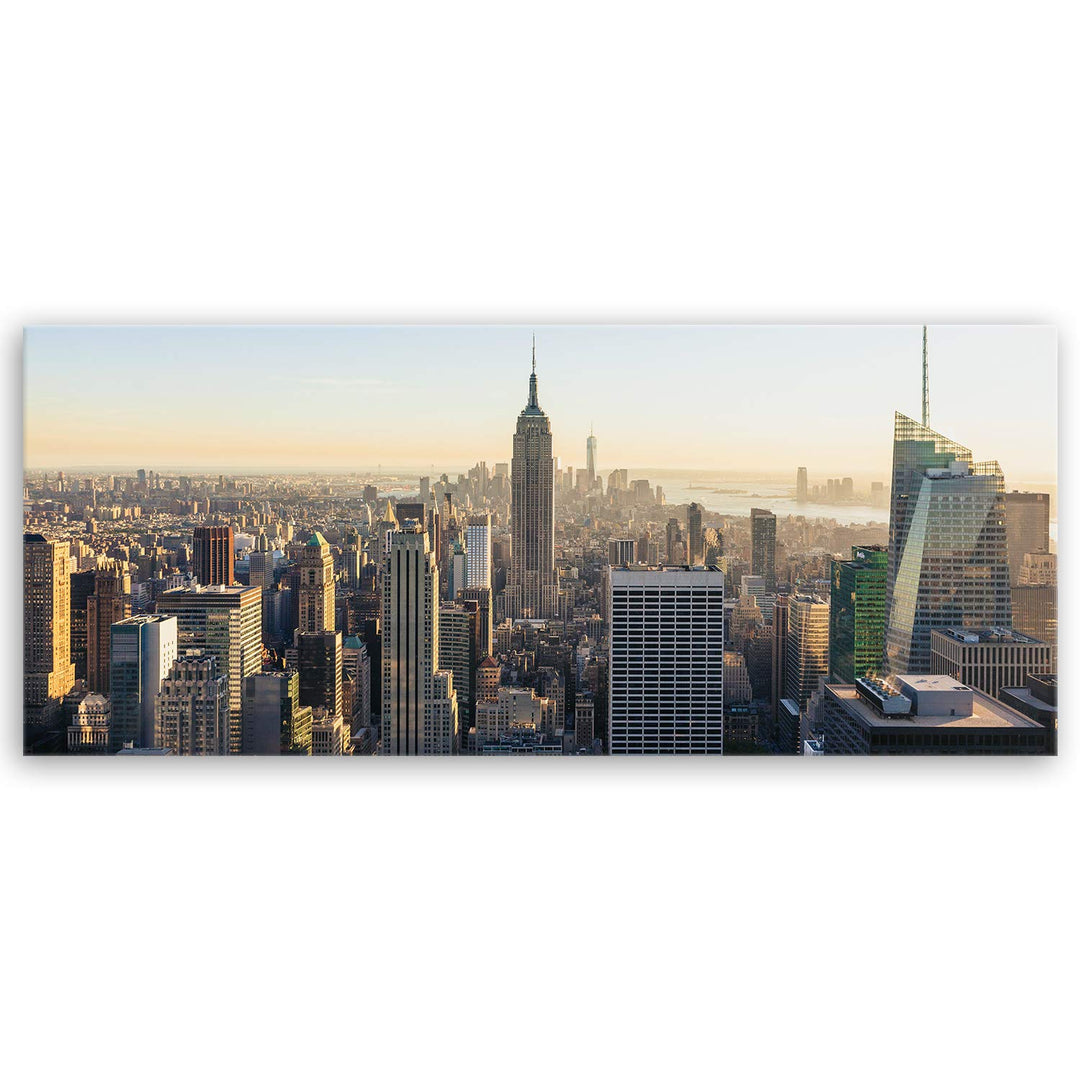 ge Bildet Bild auf Leinwand | New York City Skyline L in 100x40 cm als Panorama Wandbild | Wand-deko