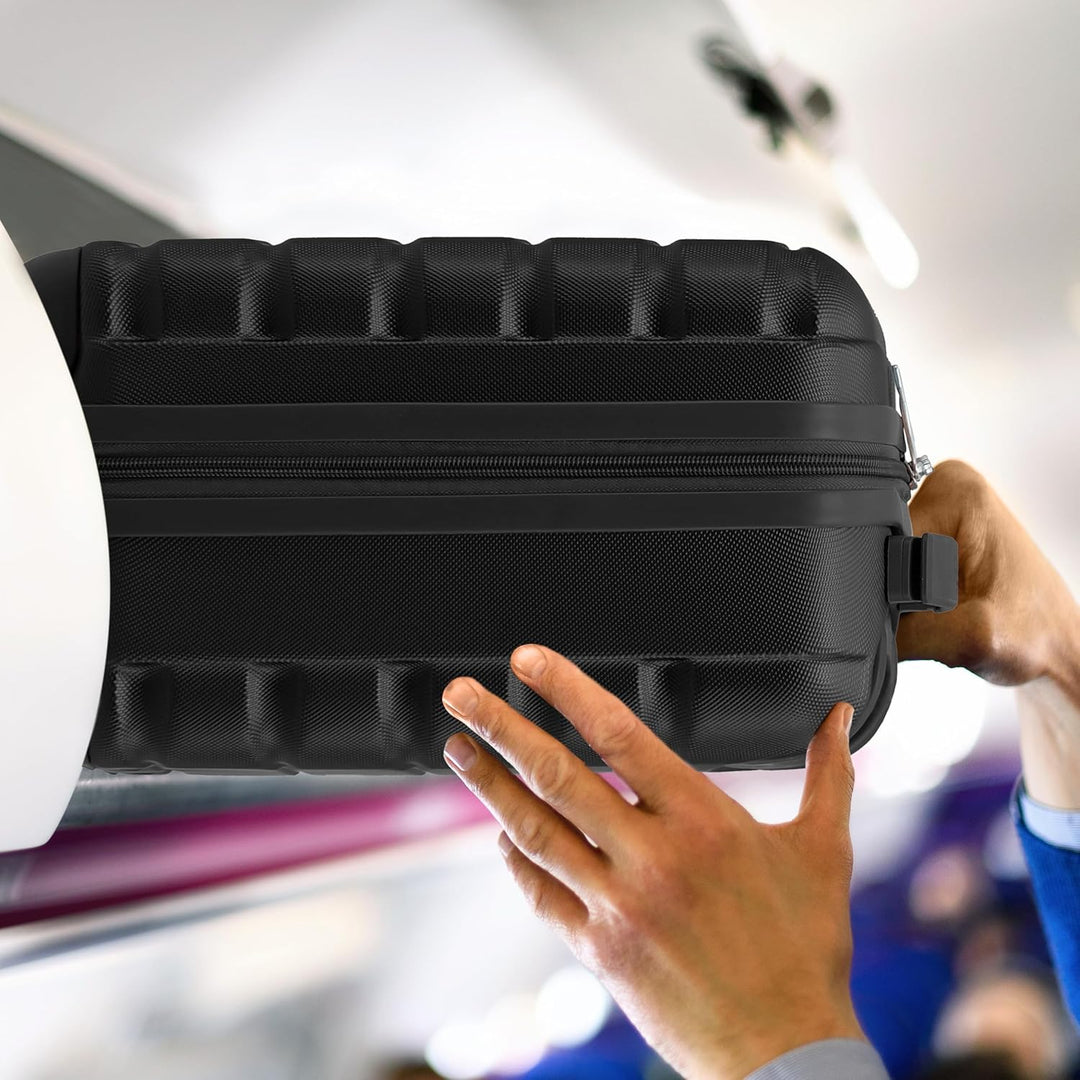 Flight Knight 3er-Pack Leichten 4-Rad-abs-hartschalenkoffern Kabinen-handgepack, Zugelassen Fur UBer