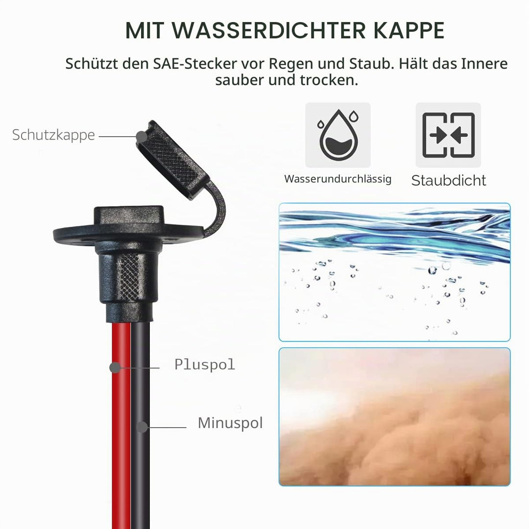 ELFCULB SAE Wetterfest Steckdose Seitenwandanschluss,10AWG(5,26mm²) SAE Buchse Stecker Verlängerungs