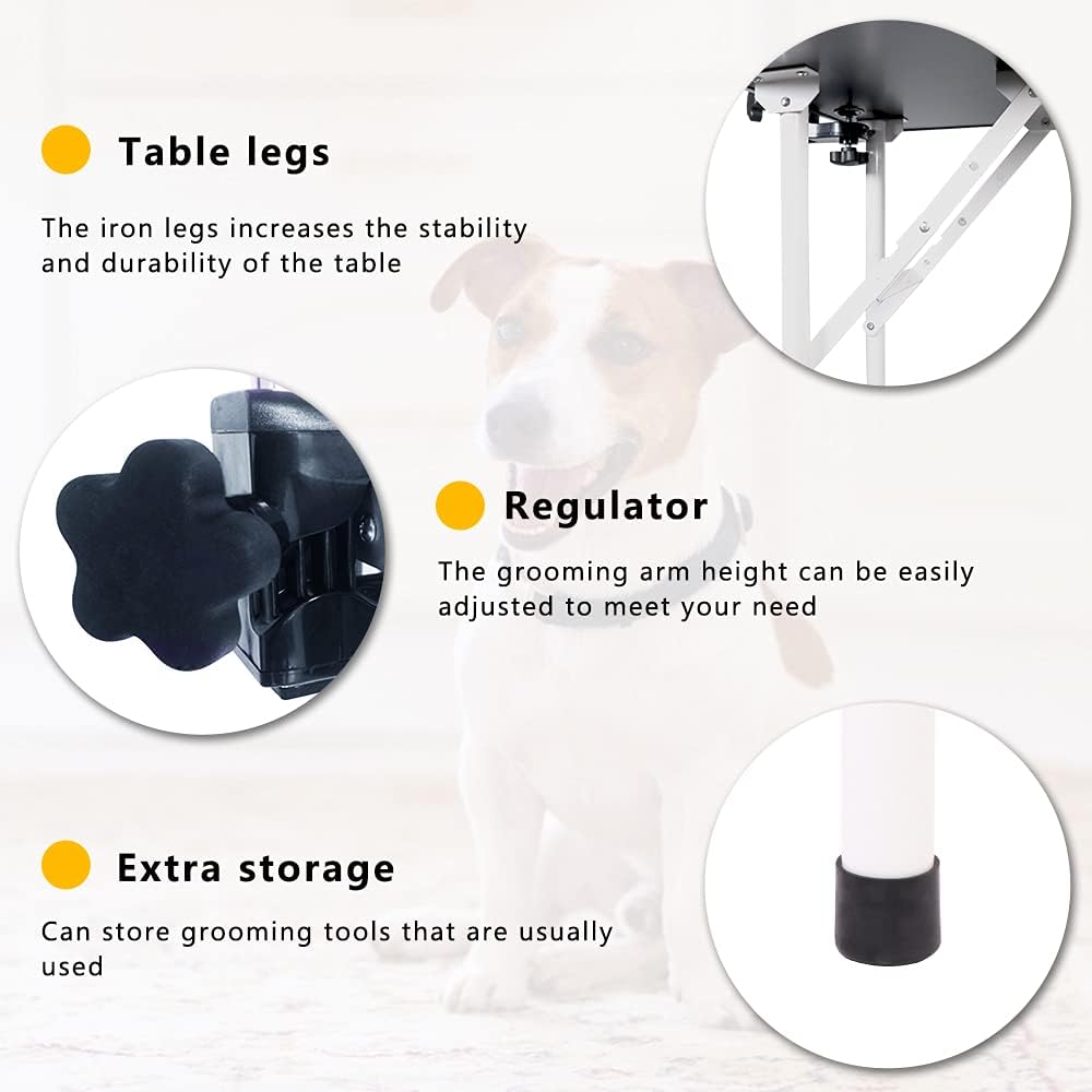 LEIBOU Haustier Hund Grooming Tisch Faltbarer Grooming Tisch Heavy Duty Eisenrahmen mit Arm/Schlinge