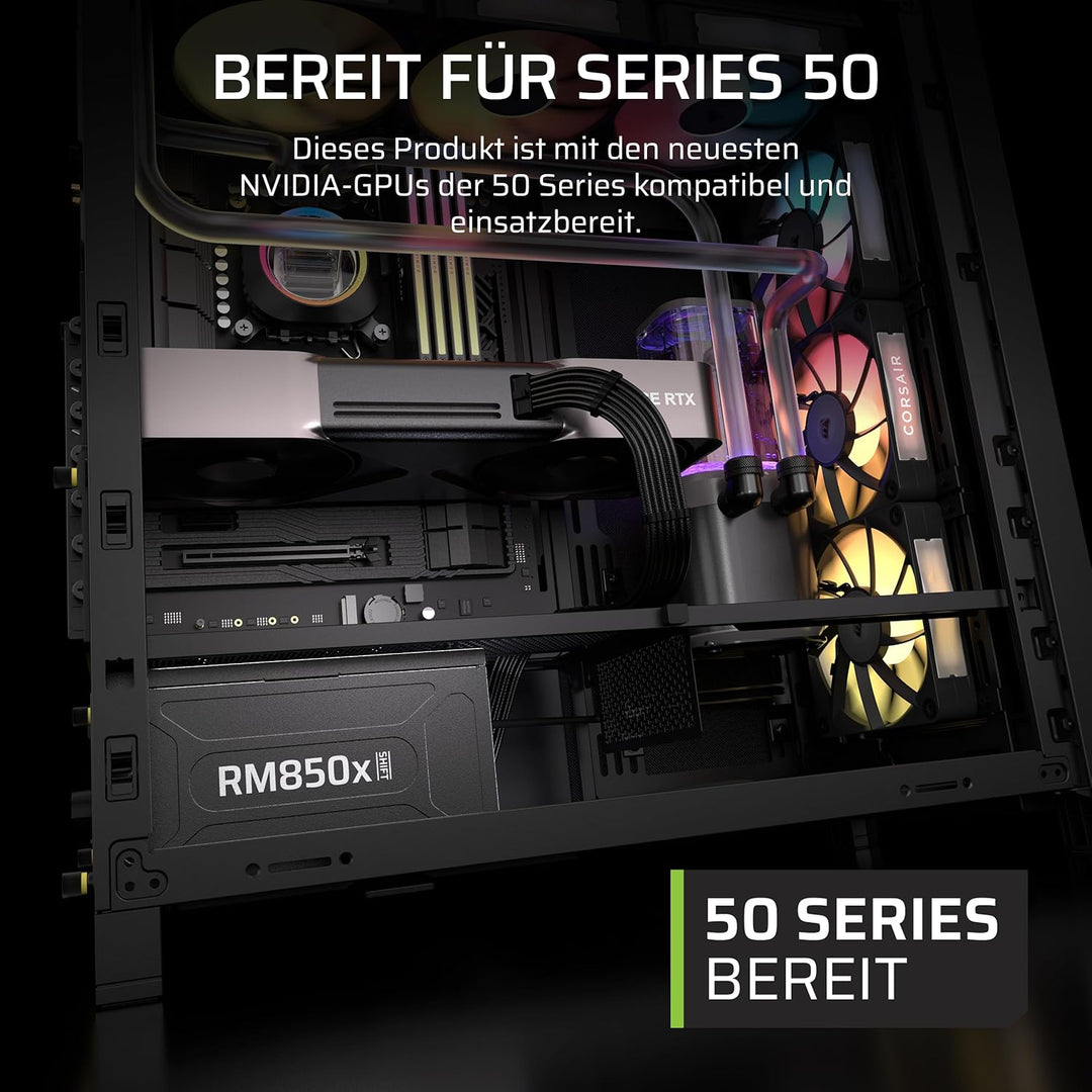 CORSAIR RM850x Shift (2025) Vollmodulares ATX-Netzteil – Modulare Seitenschnittstelle, 12-V-2x6-Kabe