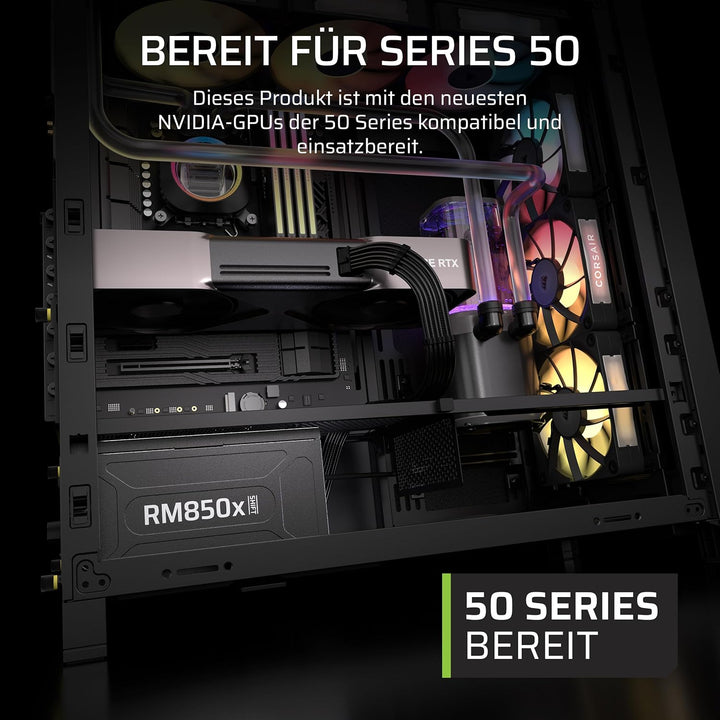 CORSAIR RM850x Shift (2025) Vollmodulares ATX-Netzteil – Modulare Seitenschnittstelle, 12-V-2x6-Kabe