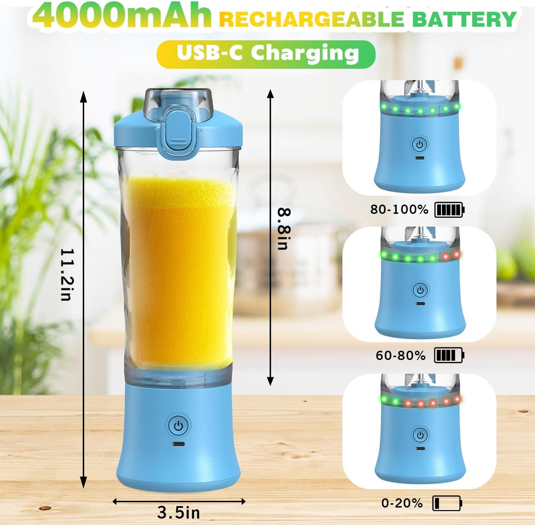 Tragbarer Mixer Smoothie Maker - 600ml Mini Standmixer to Go - 6 Klingen, Reisedeckel und Isolierte