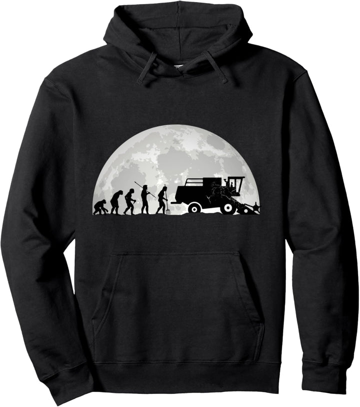 Evolution Landwirtschaft Mond Mähdrescher Landwirt Pullover Hoodie