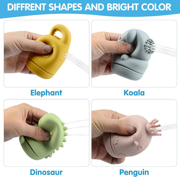 16 Stück Badewannenspielzeug, Baby Badespielzeug Silikon Wasserspielzeug Kinder mit Spritztiere Fing