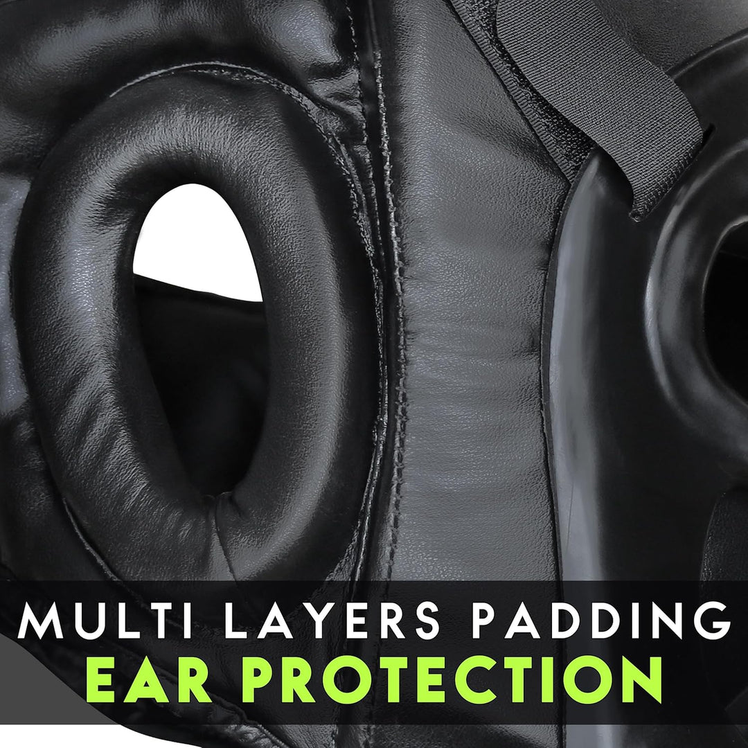 Farabi Sports Kopfschutz Frontbügel Grillschutz Krav MAGA Kickboxen Kopfschutz Schwarz S, Schwarz S