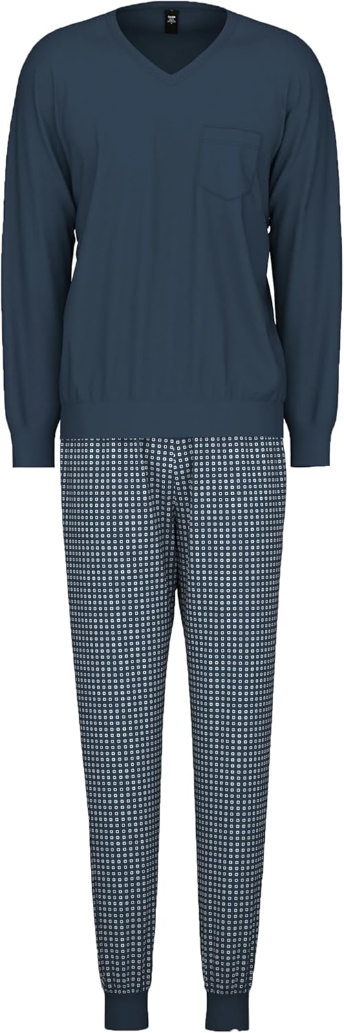 CALIDA Relax Imprint Bündchen-Pyjama Herren 56 Saragossa Blue, 56 Saragossa Blue