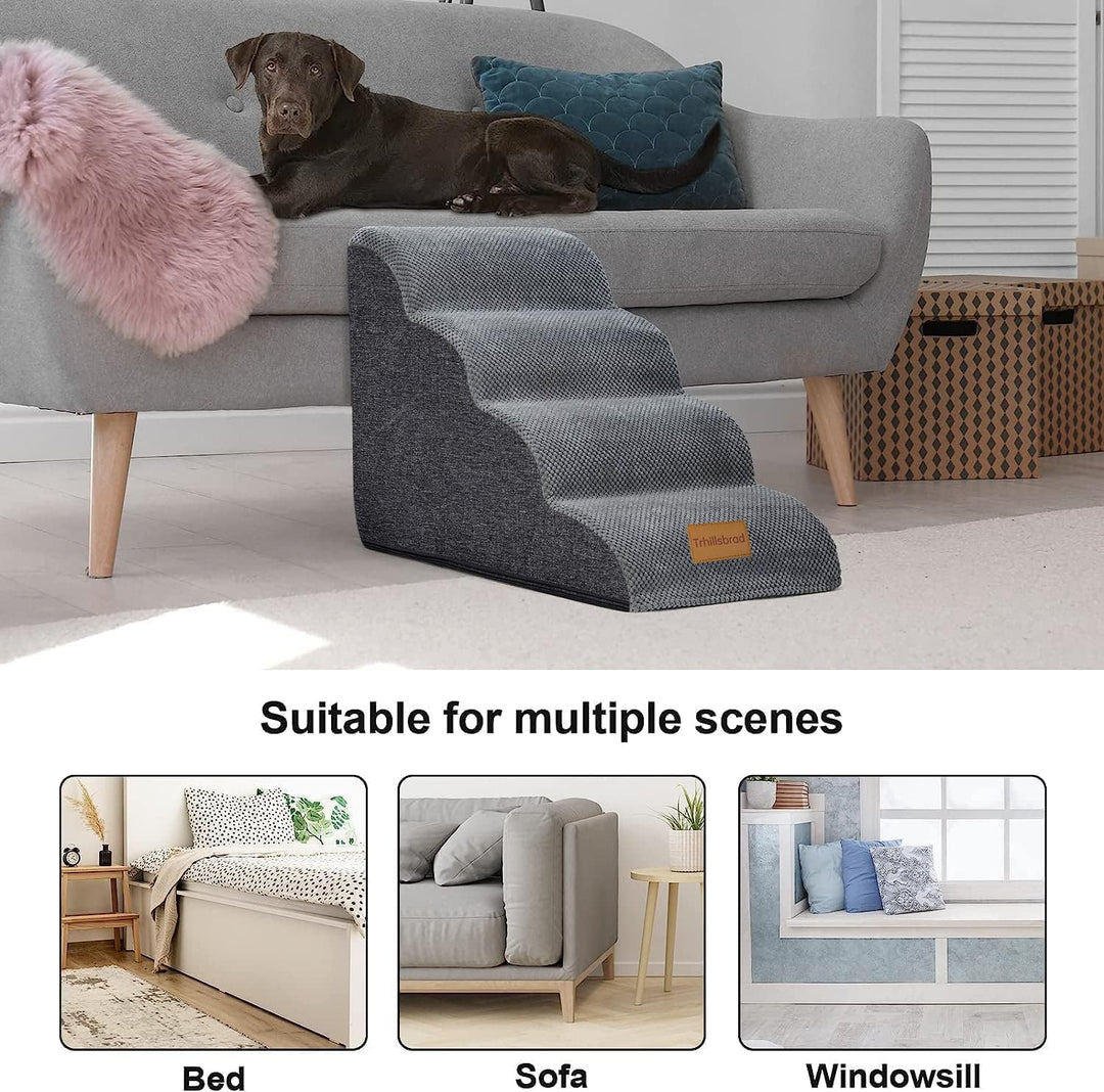 Breiter Hundetreppe 4 Stufen 50cm hoch für Kleine Hunde, Hochdichtem Schaumstoff Haustiertreppe, Was