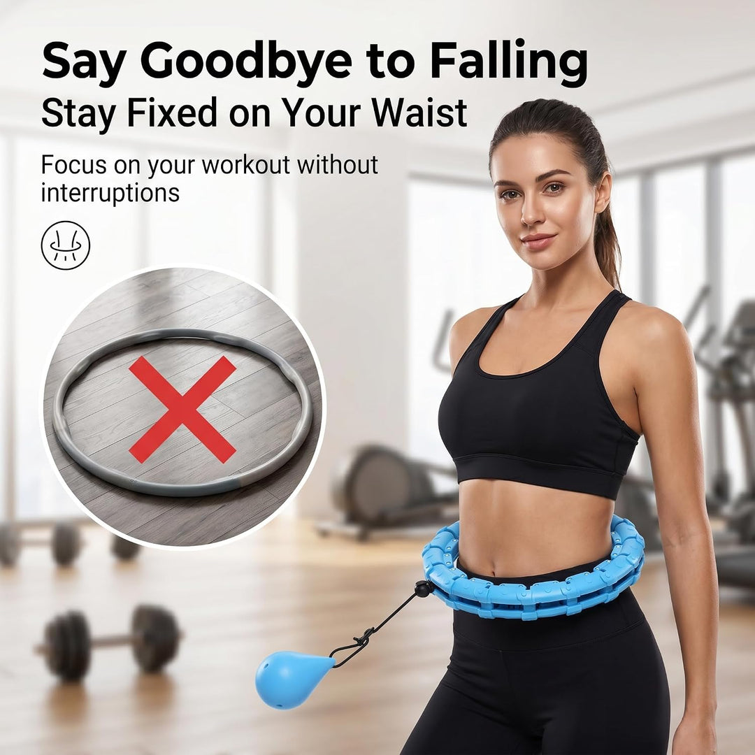 Smart Hula Hoop mit Gewicht 0.36kg, 32 Knoten Verstellbar 57-165 cm, Hula Hoop Reifen mit Gewicht zu