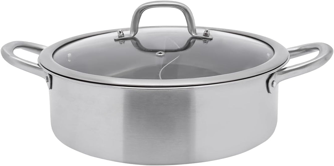 Edelstahl Hot Pot, Dual Shabu Hotpot Topf mit Deckel &amp; Leckerer Löffel &amp; Löffel, Induktion Suppentop