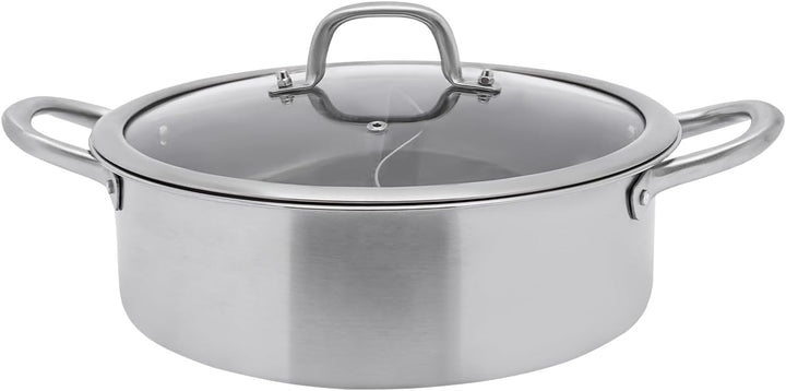 Edelstahl Hot Pot, Dual Shabu Hotpot Topf mit Deckel &amp; Leckerer Löffel &amp; Löffel, Induktion Suppentop