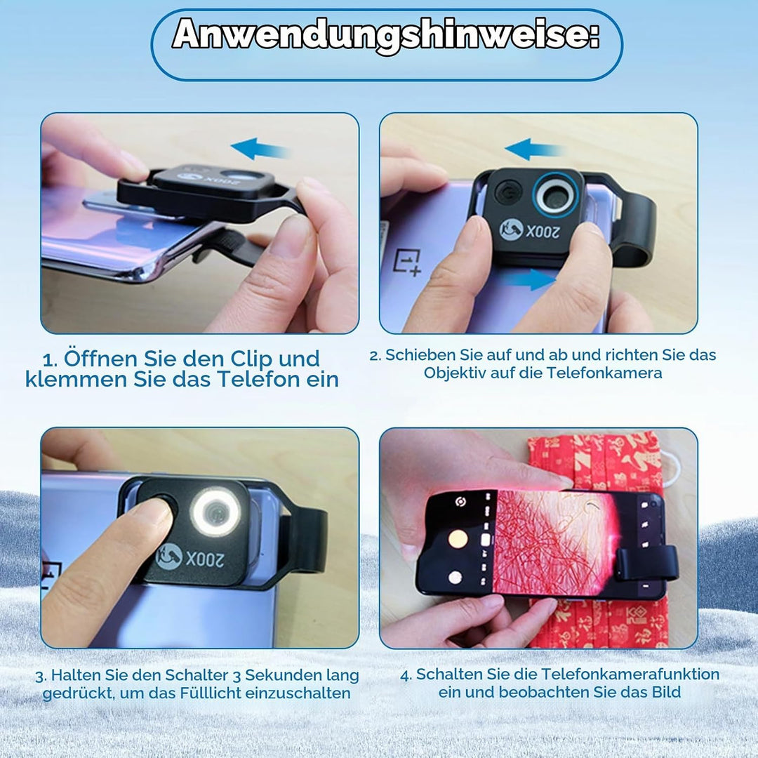 Nano Zoom, Nano Zoom für Smartphone, Smartphone Mikroskop, Nanozoom für Phone Nanozoom 200 für Handy