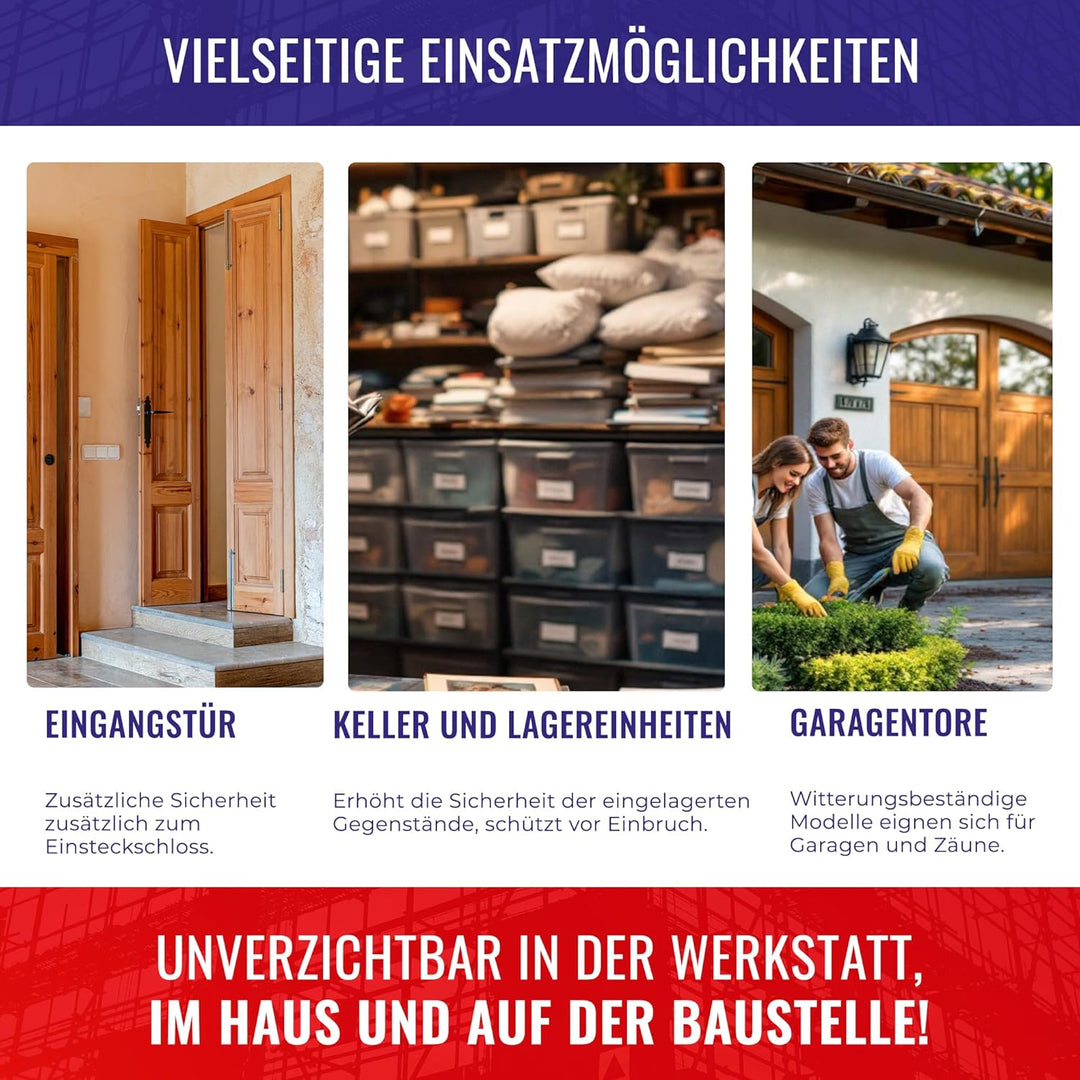 Chle-Mar - Zusatzschloss für Wohnungstür & Haustür (in Graphit) | Kastenschloss aus pulverbeschichte