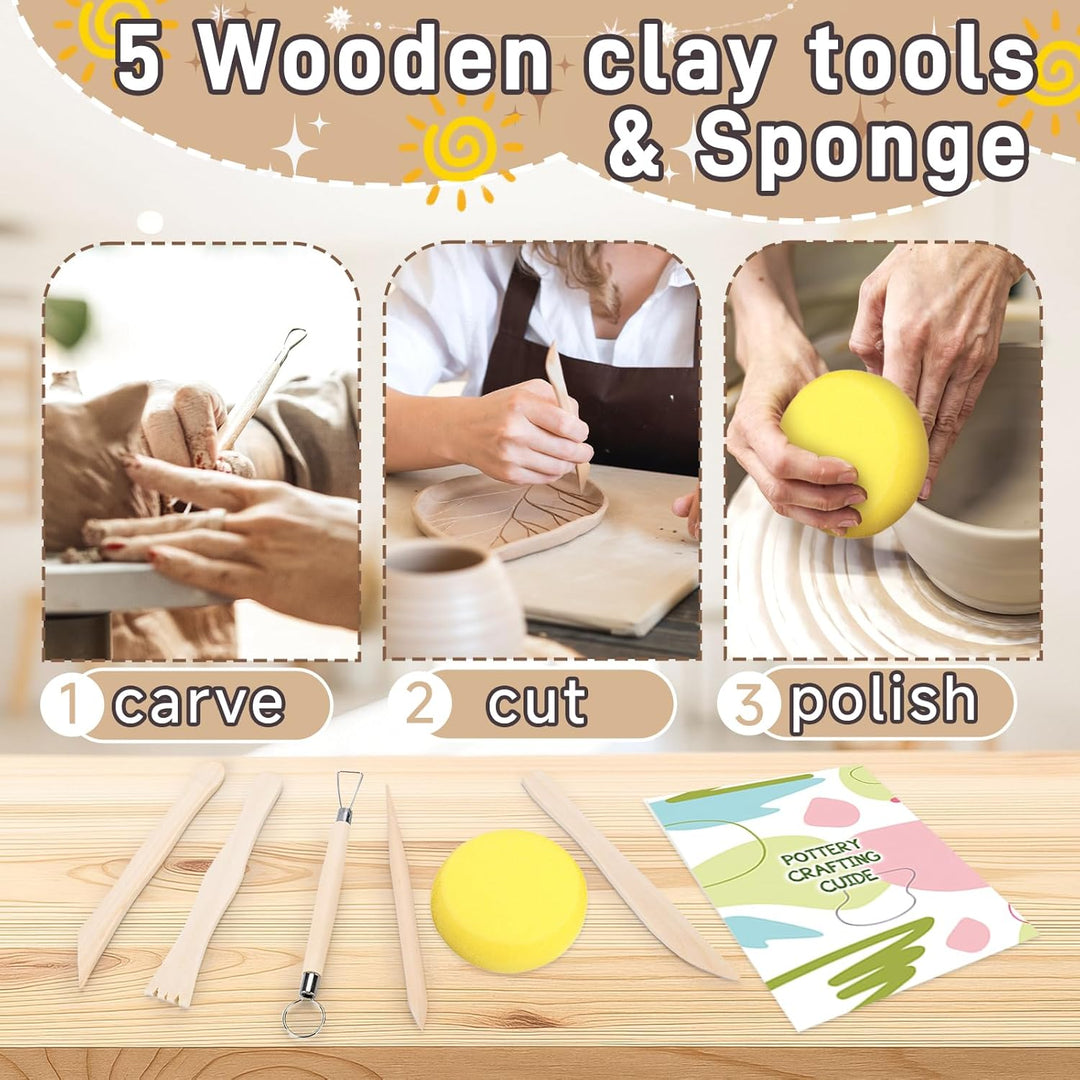 USHOP Ton Töpferset fur Zuhause fur Anfanger,Töpferset für Kinder,Kreativ DIY Keramik Bemalen Bastel