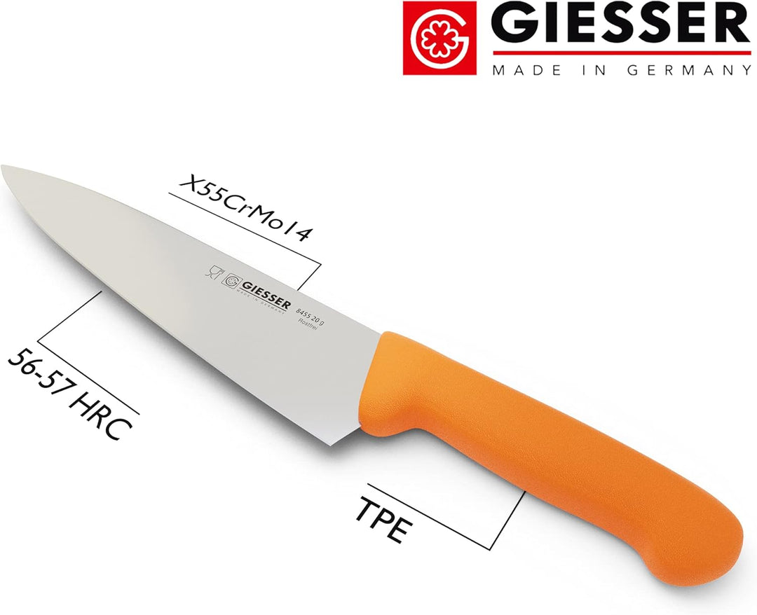 Giesser seit 1776 - Made in Germany - Kochmesser orange, Basic Orange, Klinge 20 cm, rutschfest, sch