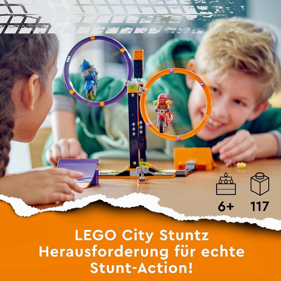 LEGO 60360 City Stuntz Kreisende Reifen-Challenge, 1 oder 2 Spieler Wettbewerbe mit selbstfahrendem