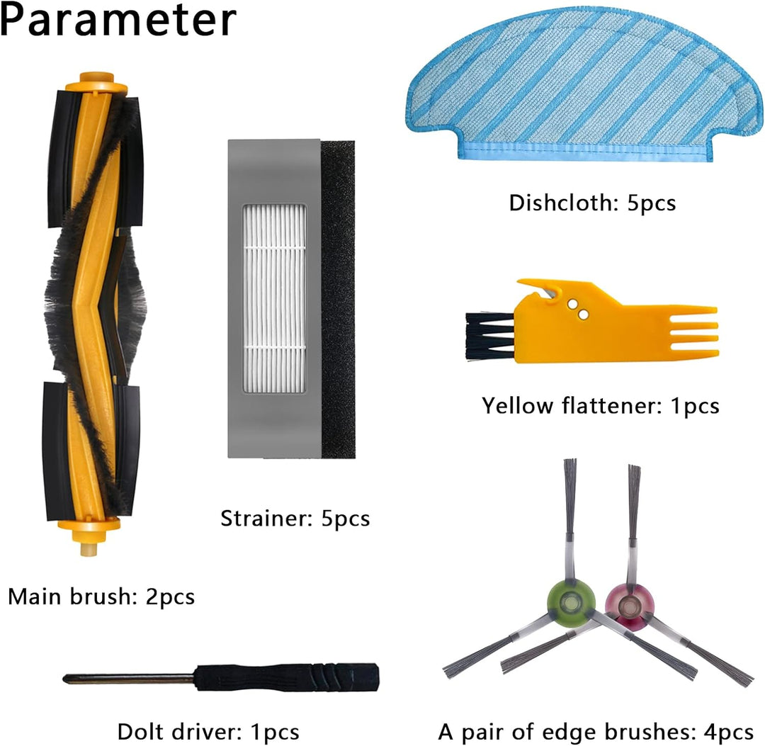 22 Stck Ersatz Ersatzteile Reinigen Zubehör für Ecovacs Deebot N8/+/Pro/Pro+ OZMO T8/T8+AIVI/AIVI+T8