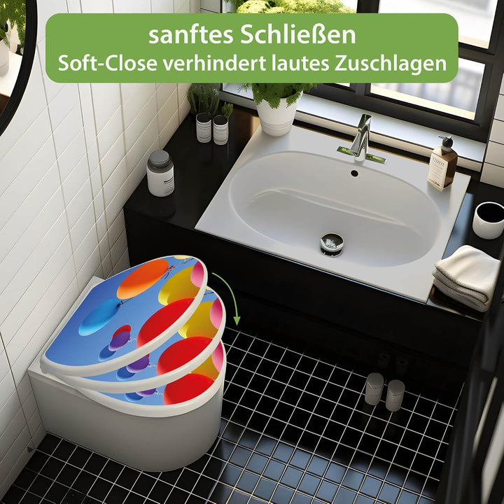 banjado Toilettendeckel mit Absenkautomatik 44,5x37cm - Soft Close Toilettensitz - WC Sitz mit Absen
