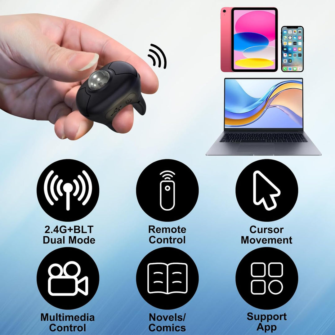 Kabellose Trackball Maus,2,4 G + BLT-Fingerring Maus für Besprechungsraum,Multimedia-Klassenzimmer,S