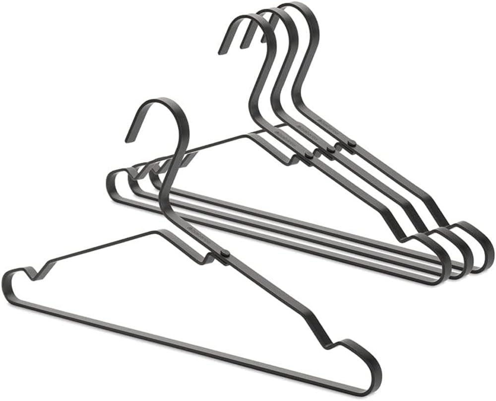 Brabantia Aluminium Kleiderbügel, 4er Set, Schwarz, One Size Schwarz Einheitsgrösse Aluminium Kleide