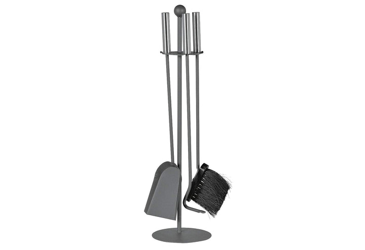FIREFIX K2410 Kaminbesteck 4-teilig, 150 x 150 x 580 mm (BxTxH), Ständer und Besteckteile schwarz la
