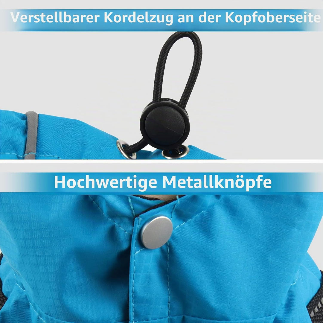 Premium-Regenmantel Mit Kapuze für Mittelgrosse Hunde, Outdoor-Sport, Wasserdichte Regenjacke, Welpe