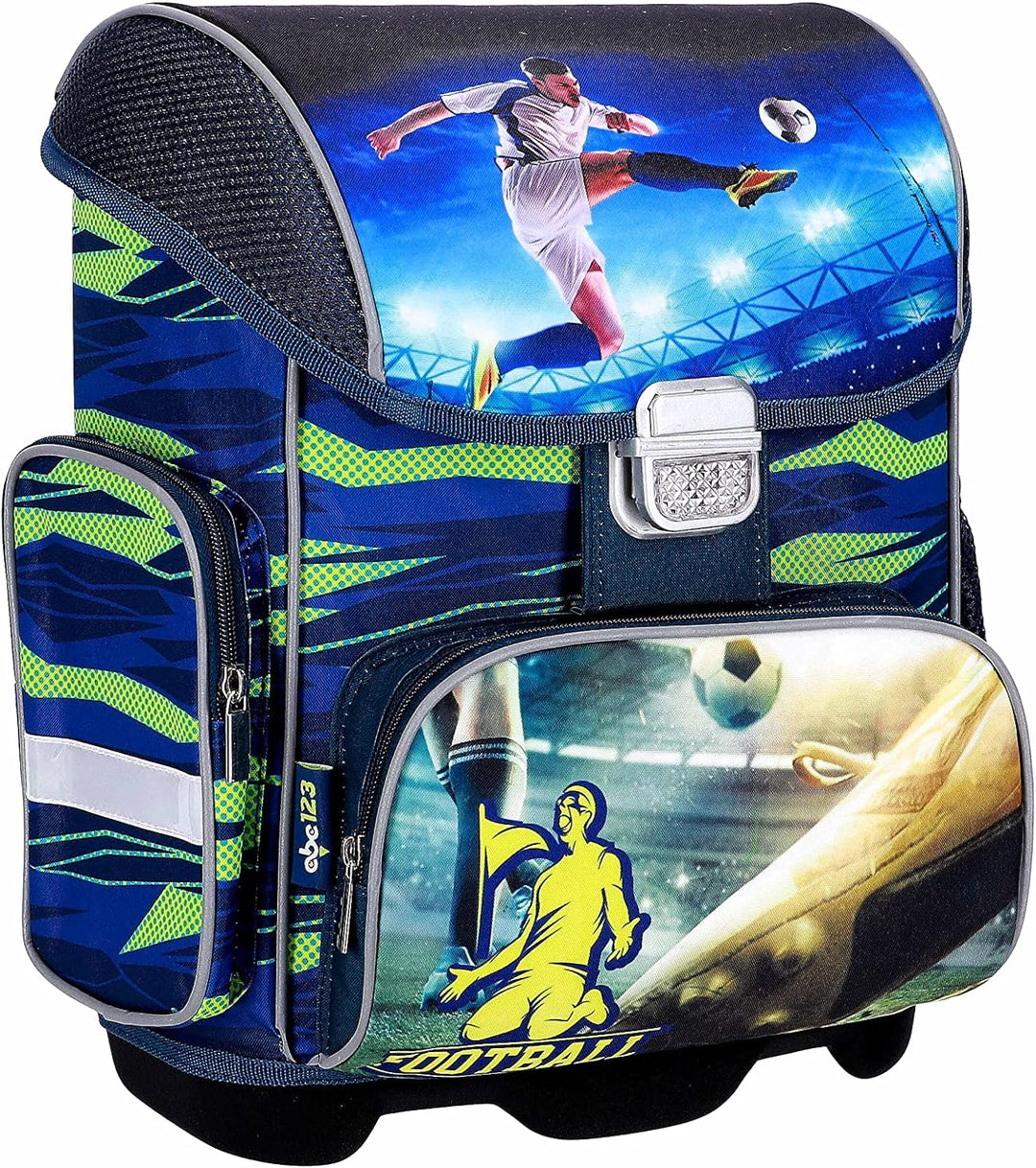 SCOOLSTAR Fussball Schulranzen Schultornister Junge 1 Klasse Schulrucksack Schultasche | SET 3 tlg.