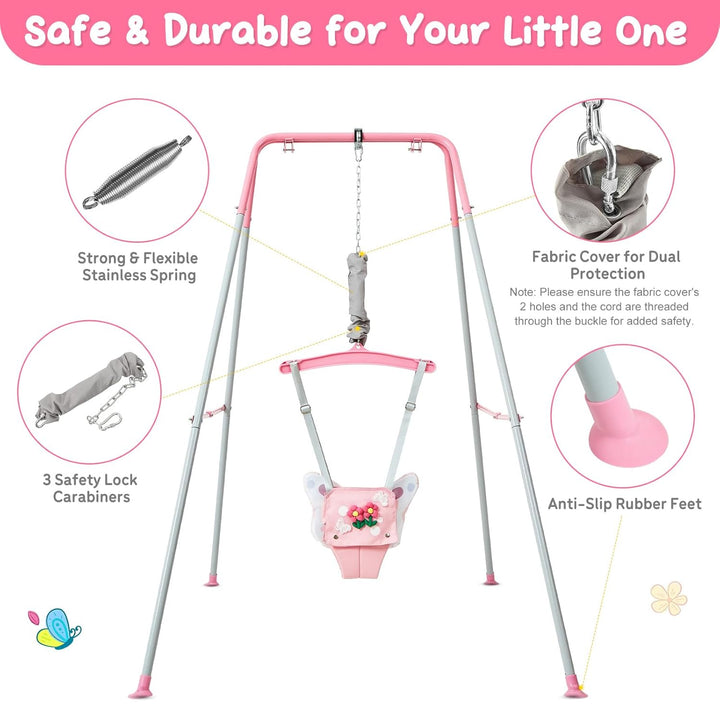FUNLIO Baby-Hüpfsitz mit Ständer für 6–24 Monate, Hüpfsitz für drinnen und draussen, mit verstellbar