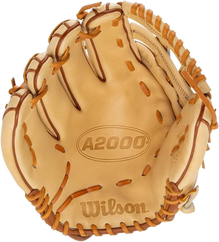 WILSON A200 Baseballhandschuh-Serie Linke Hand Wurf 32,4 cm (12,75 Zoll) Blond/Saddle Tan – Standard