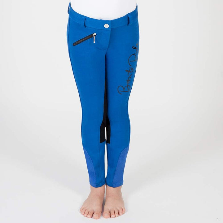 PFIFF 102843 Reithose 'Born to Ride' Kinder Vollbesatz, Mittelblau 158 158 Mittelblau, 158 Mittelbla