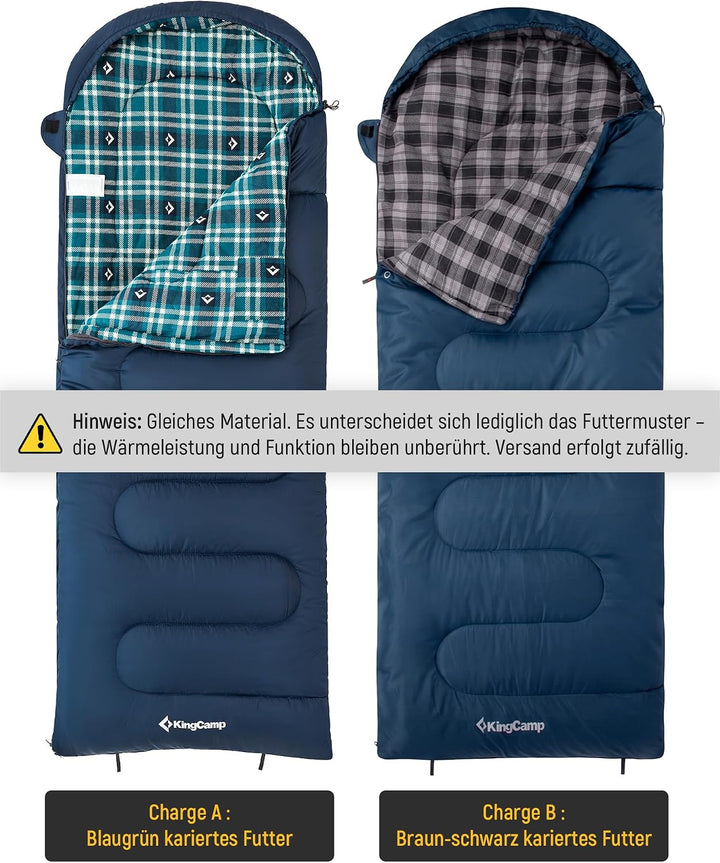 KingCamp Schlafsack für Erwachsene, Winter, Flanell, kompakt, 3-4 Jahreszeiten, Decke für Camping, R