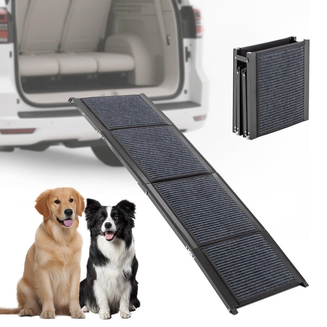 Hunderampe Auto Klappbar, Extra Lange 180cm Hunderampe mit Rutschfester Teppich für Grosse Hunde bis