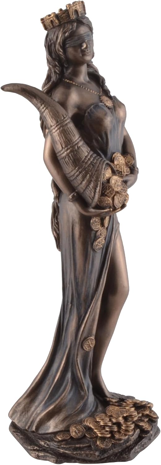 Römische Göttin Fortuna 19 cm bronziert Figur Glück Glückspiel Veronese