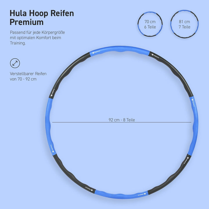 MSPORTS Hula Hoop Reifen Premium mit Schaumstoff und grössenverstellbar, Fitness Hula Hoop zur Gewic