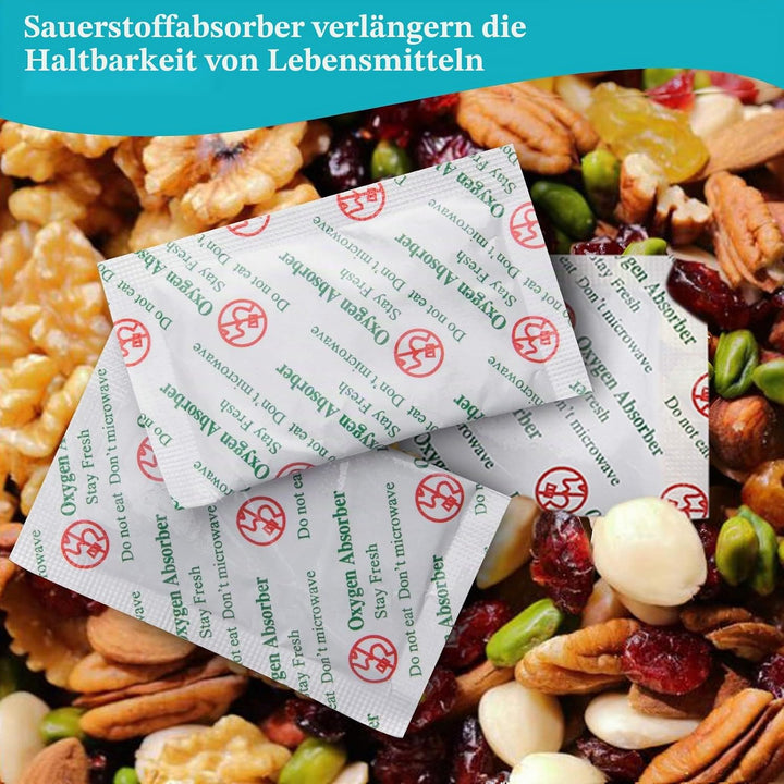 VacYaYa 20CC (200-Pack) Sauerstoffabsorber-Pakete in Lebensmittelqualität für Hausgemachtes Trockenf