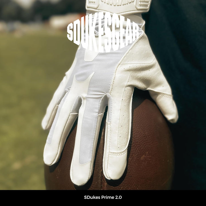 SDukes Prime 2.0 American Football Handschuhe Gloves Receiver Empfänger, Weiss