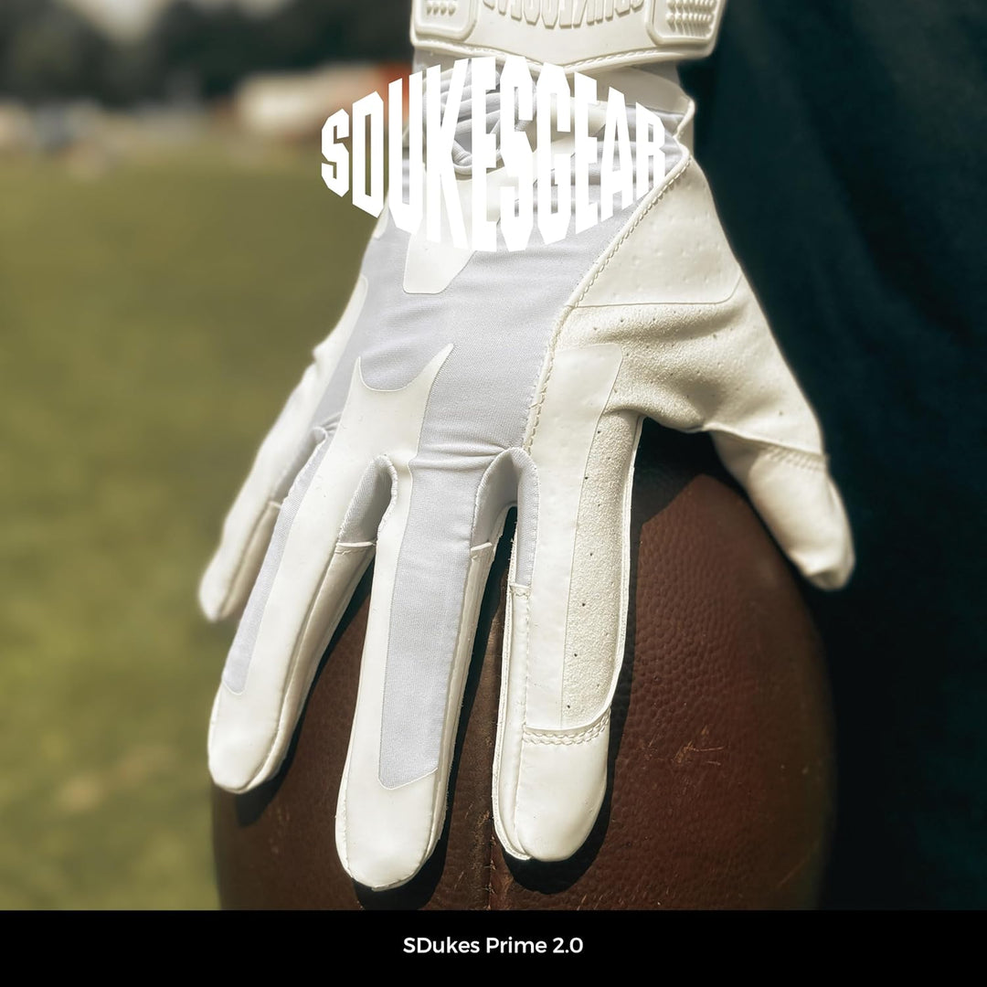 SDukes Prime 2.0 American Football Handschuhe Gloves Receiver Empfänger, Weiss