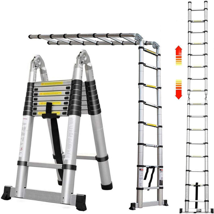 5M Teleskopleiter Alu Leiter 2,5M+2,5M Schiebeleiter Klappleiter Multifunktionsleiter Ausziehleiter