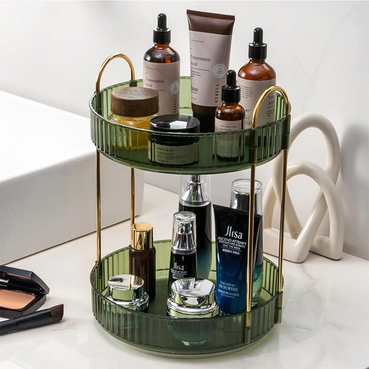 ROWNYEON Make up Organizer 360° Drehbar Kosmetik Organizer,Hautpflege Parfüm Organizer, 2 Lagen BadO