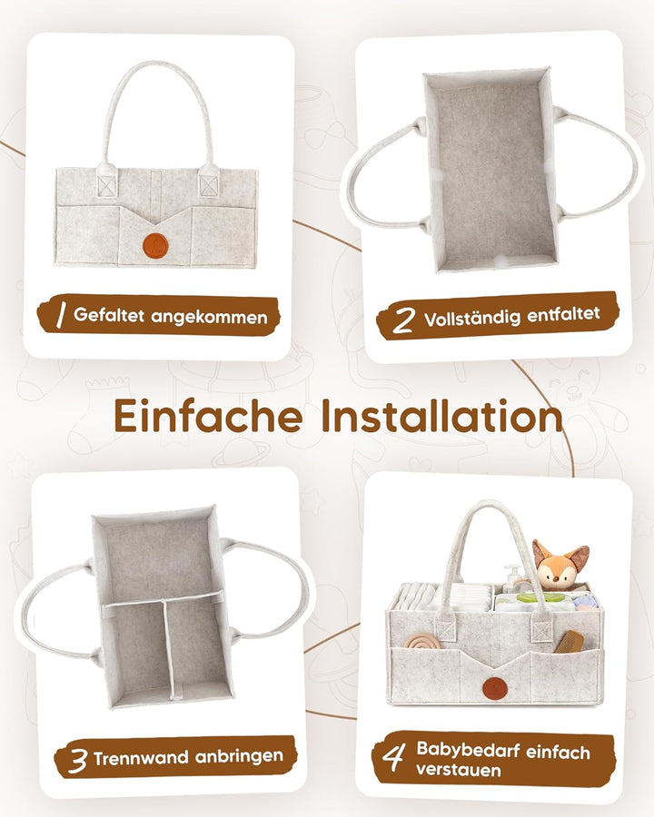 Maliton Wickeltisch Organizer, Baby Windel Caddy Newborn Essentials, Robuster Tragbarer Filztasche,