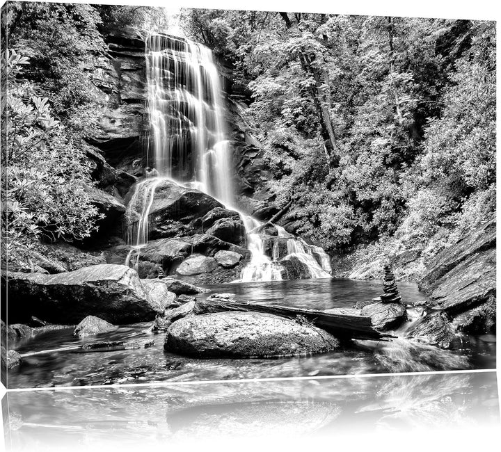 Pixxprint tropischer Wasserfall / 100x70cm Leinwandbild bespannt auf Holzrahmen/Wandbild Kunstdruck