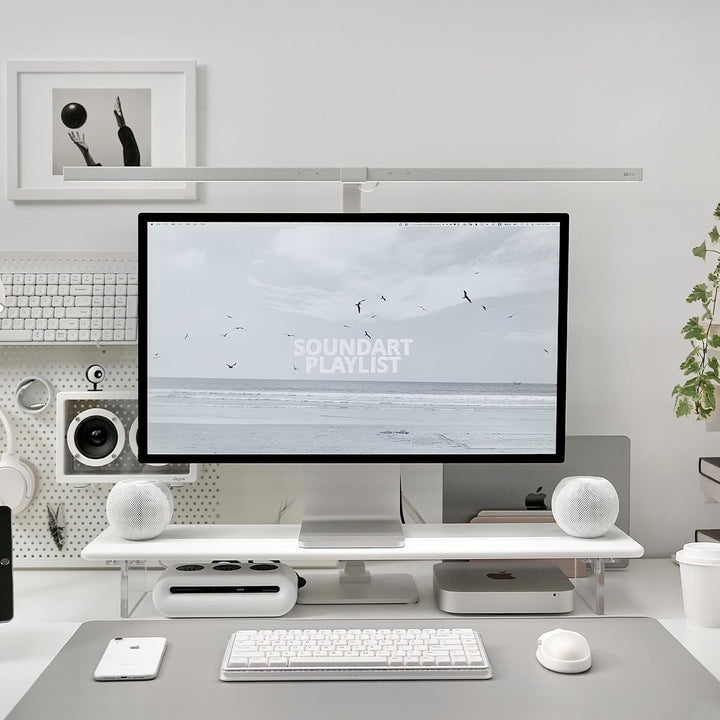 Bambus-Monitorständer mit Acrylfüssen für Schreibtisch, 31,5 Zoll Desktop-Ablage für PC-Monitore, La