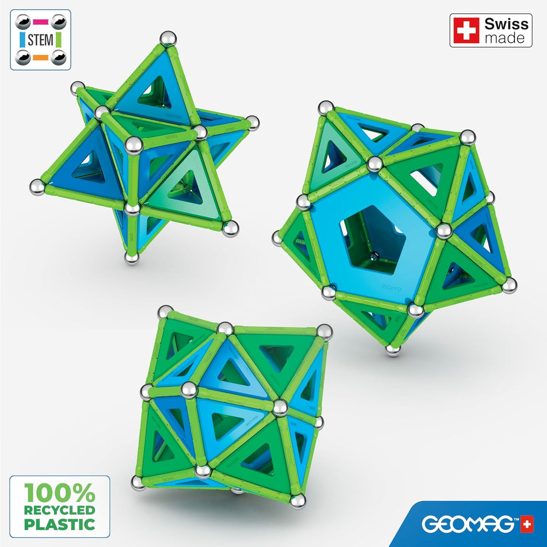 Geomag - Classic Panels 114 Pieces- Magnetic Construction for Children - Green Collection - 100 Perc